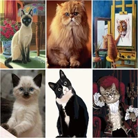 chenistory full drill squareround diamond painting black faced cat diy sale embroidery animal home decoration gift
