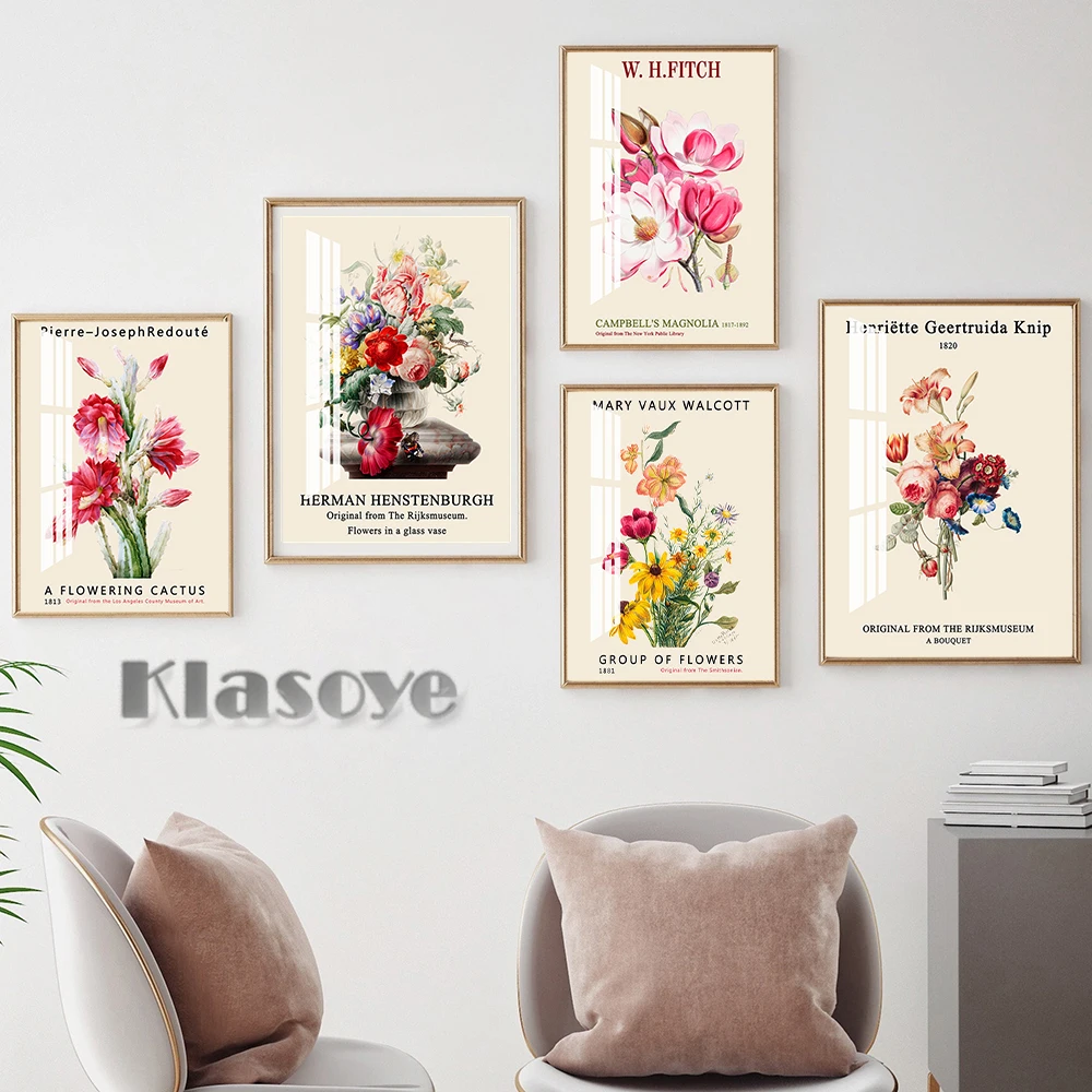 Henriette Geertruida Pierre Redoute Herman Henstenburgh Mary Vaux Walcott Art Prints Poster Flowers Canvas Painting Home Decor