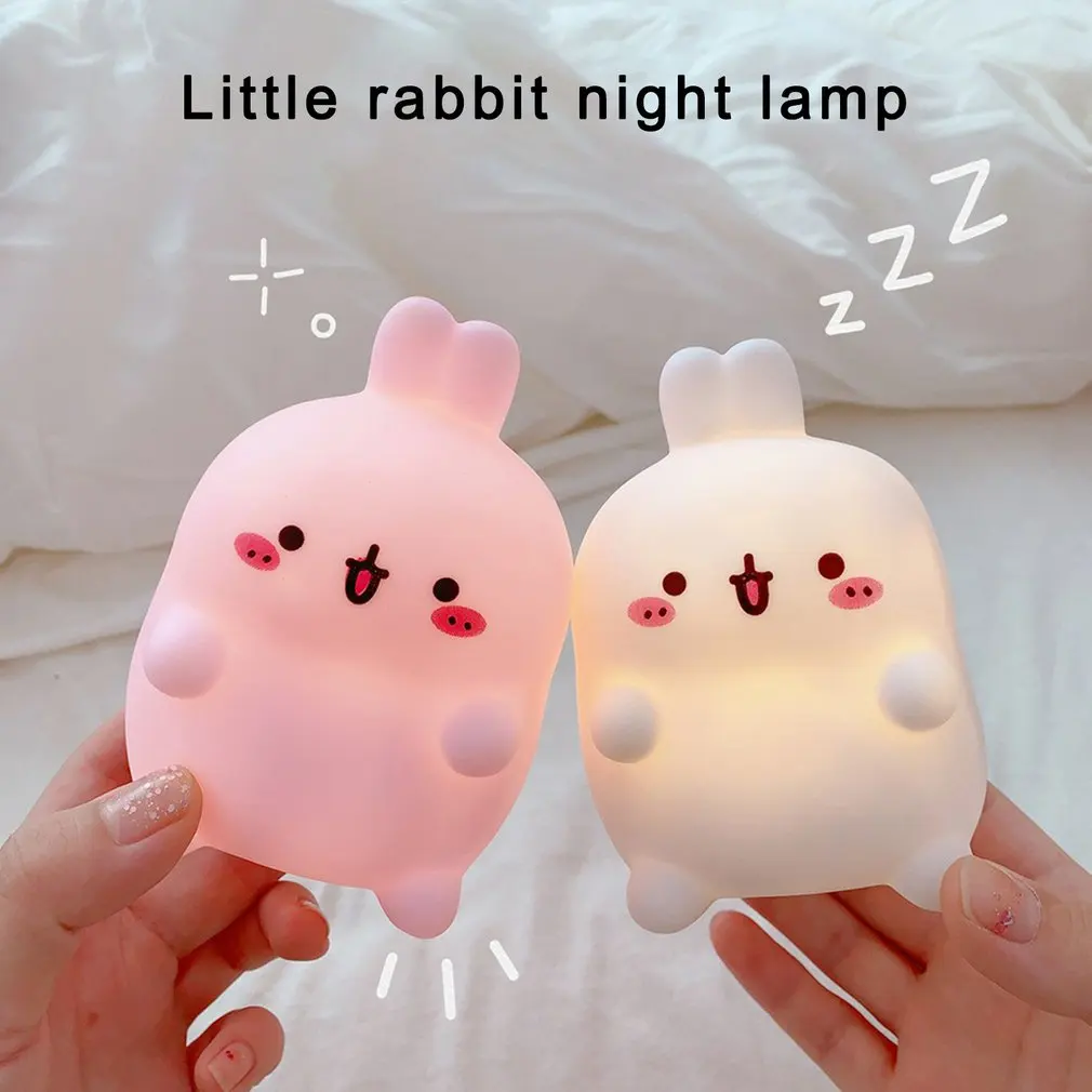 

Hot Newest Cartoon Creative Night Light Unplugged Bunny Decoration Bedroom Bedside Lamp Rabbit Night Light Fast Delivery