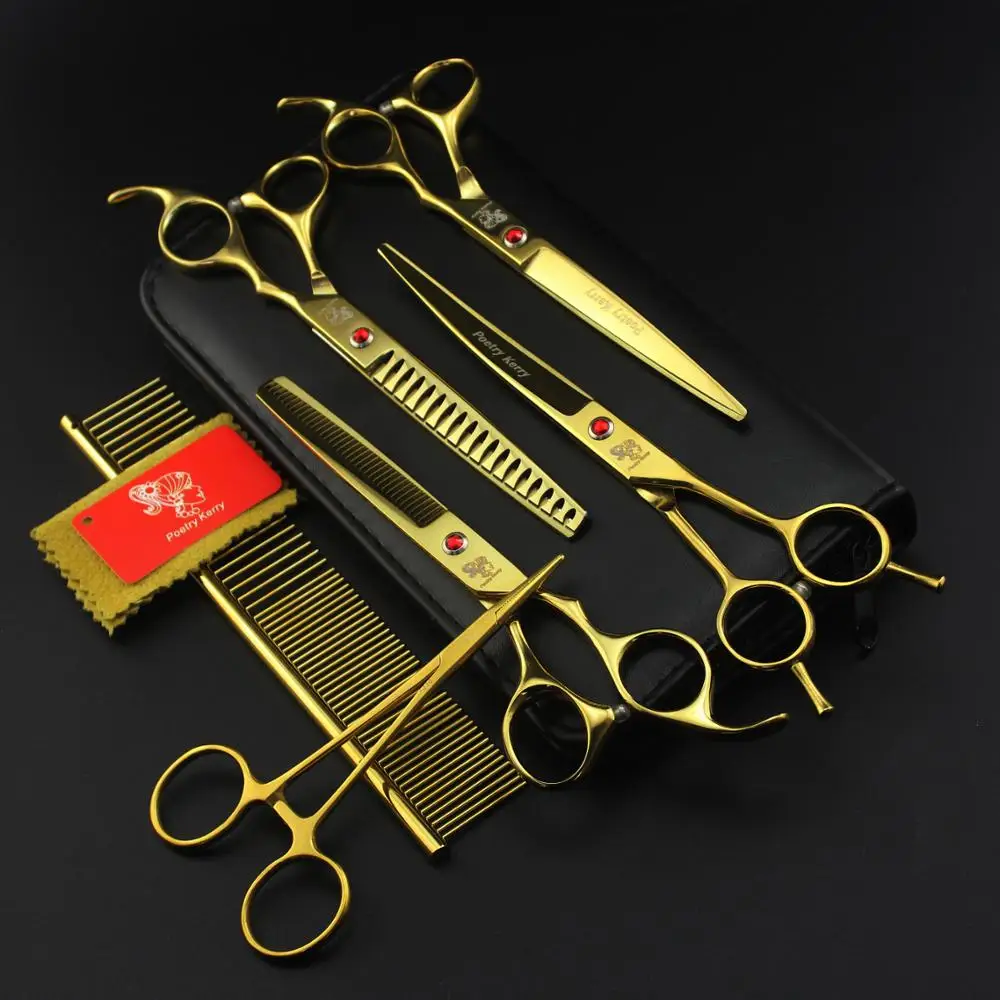 

7.0 inch black lacquered fine teeth hairdressing scissors pet grooming scissors cat and dog fashion styling tools