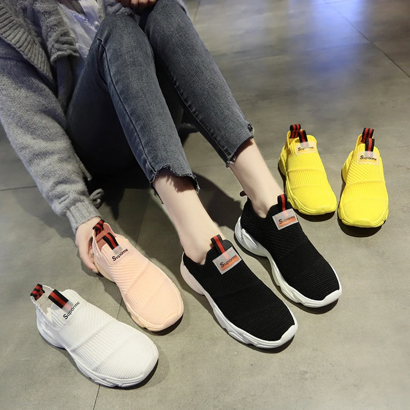 

Women Casual Platform Shoes 2021 Spring Fashion Breathable Lightweight Comfortable Wear-Resistant Women Sports Shoes Black