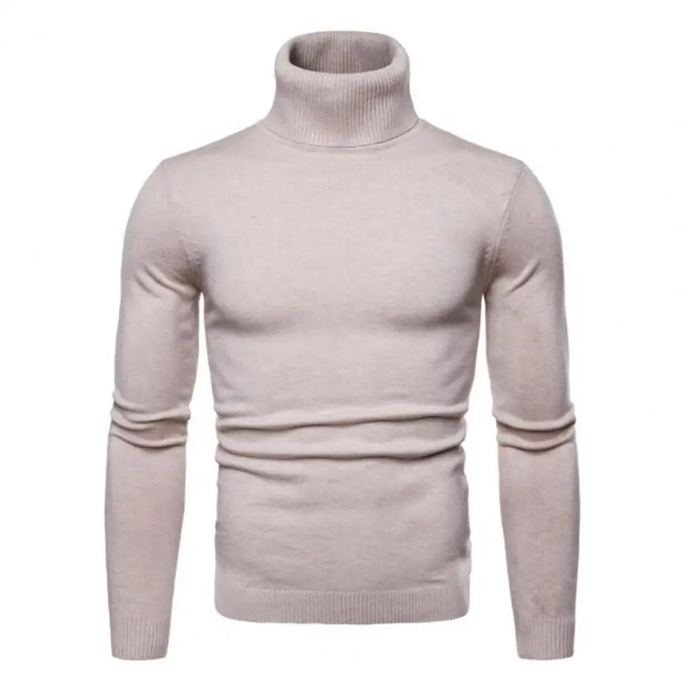 

Осенний свитер, мужской пуловер с длинным рукавом, однотонный Универсальный Зимний свитер, стильный противоусадочный базовый свитер с высо...