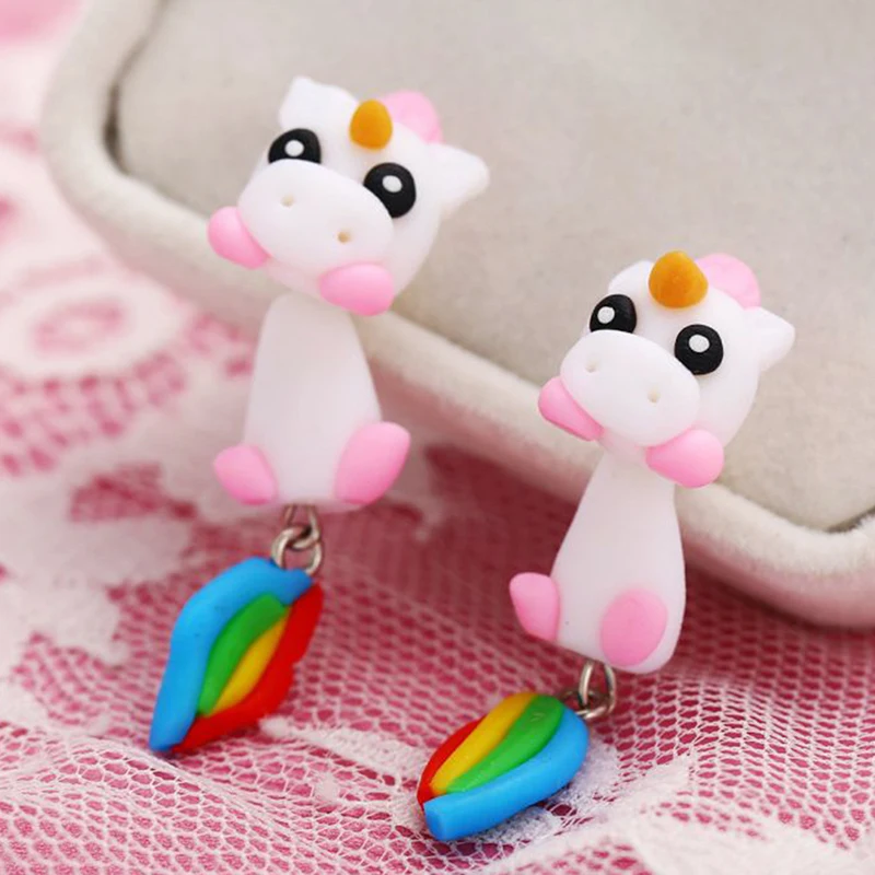 1 пара полимерная глина милые серьги с котом собакой акулой коровой для женщин