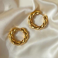 women jewelry twist statement dropping earrings brass with 18k gold party t show gown runway rare korean japan trendy ins