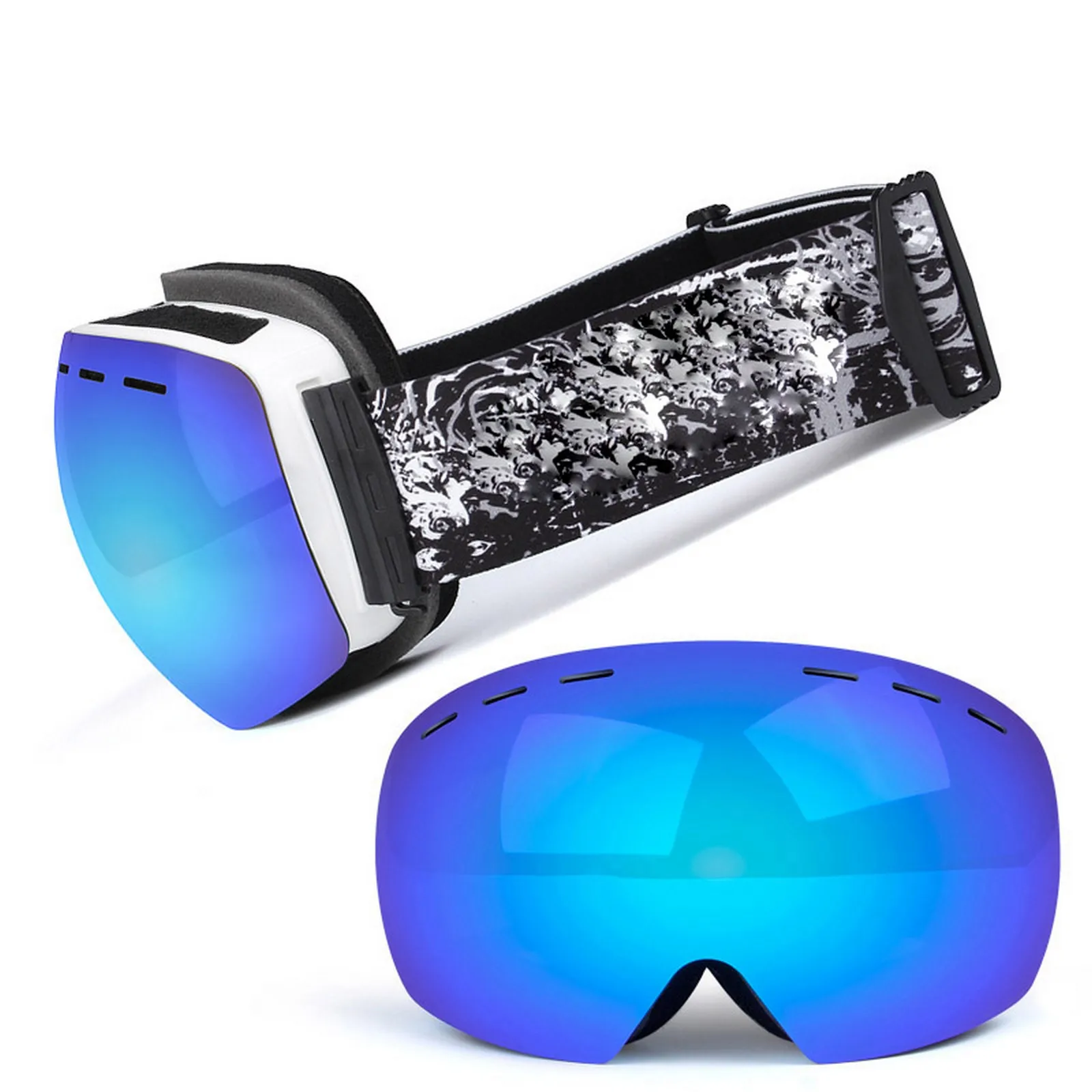 

Лыжные очки для улицы, защита от УФ лучей, двухслойные противотуманные сферические очки для мужчин и женщин, ветрозащитные очки для альпинизма, оборудование