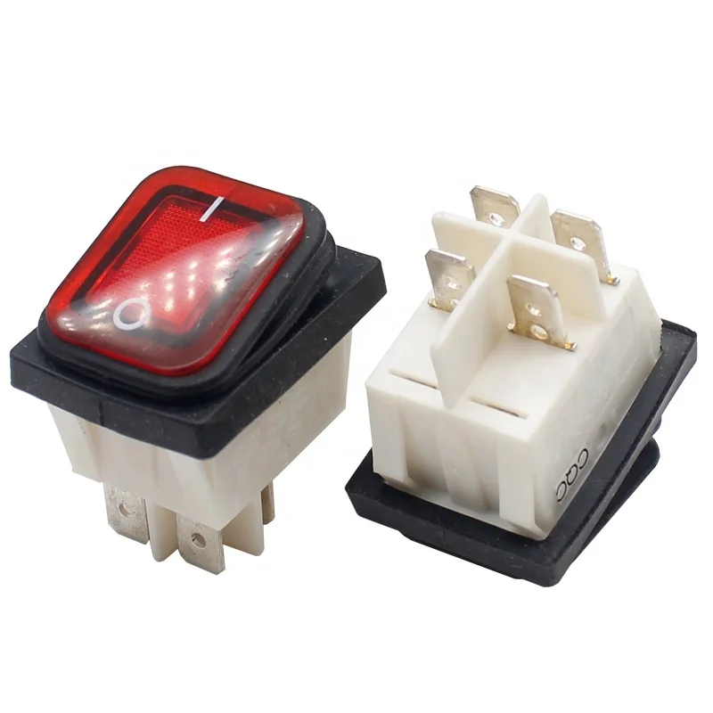 

Waterproof Latching Rocker Toggle Switch,Red Green Black 4Pin 2Position, 6Pin 3Position AC250V/16A AC125V/20A