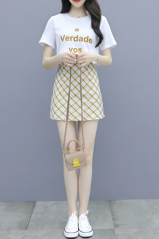 

2021 New Summer Women's Plaid Dress, Light Mature Temperament, Small Taller Suit, Short Skirt Two-piece Suit