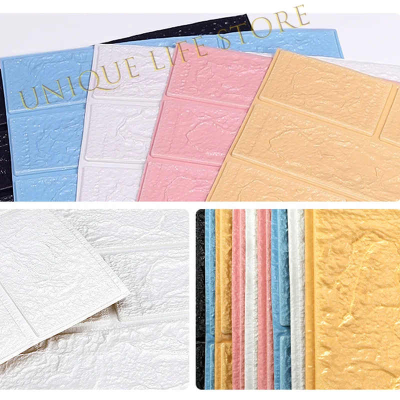 

10 шт., водонепроницаемые 3D-наклейки на стену, в виде кирпича