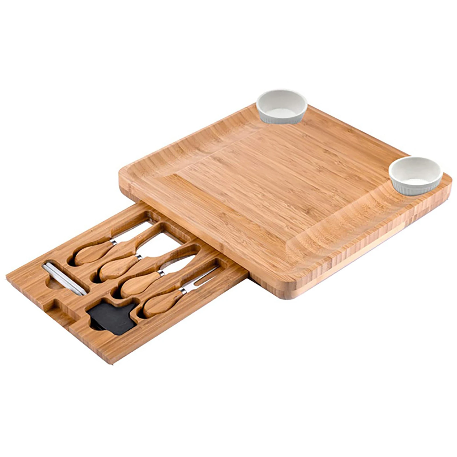 

Natural Bamboo Charcuterie Board Set Cheese Tray Board And Knife Set Cooked Food Platter Chopping Board Kitchen Accessories