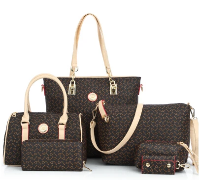 Hisuely 6 комплектов Для женщин Bone узор сумки Сумка Crossbody сумка композитный сумки дизайнер леди Известные модные сумки Лидер продаж - Цвет: as picture