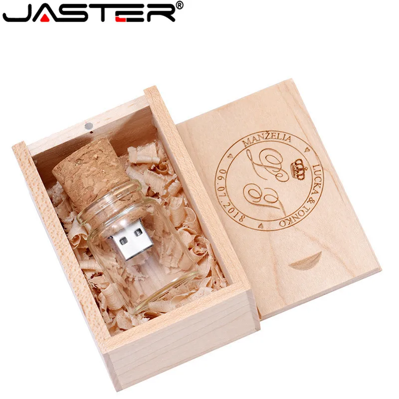 

JASTER New arrival messenger bottle usb 2.0 memory stick glass drift bottle usb flash drives wooden cork pendrive 16GB 32GB 64GB