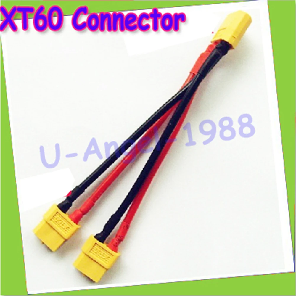 Conector de bater&iacute;a paralelo XT60, Cable macho/hembra de doble extensi&oacute;n Y divisor/Cable de silicona de 14AWG de 3 v&iacute;as para Motor de bater&iacute;a RC, 5 uds.-3