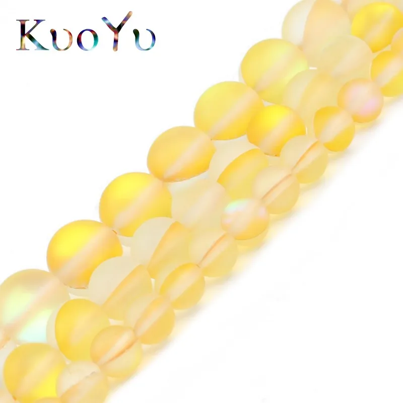Матовый желтый австрийский хрусталь AB круглые блестящие бусины с лунным камнем