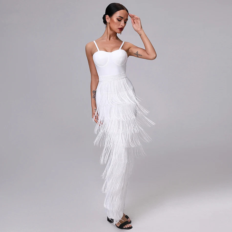 2020 новые летние женские без рукавов Бандажное платье с кисточками со стразами