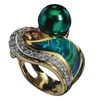 unique fashion womens natural emerald green opal engagement diamond ring bride romantic anniversary wedding