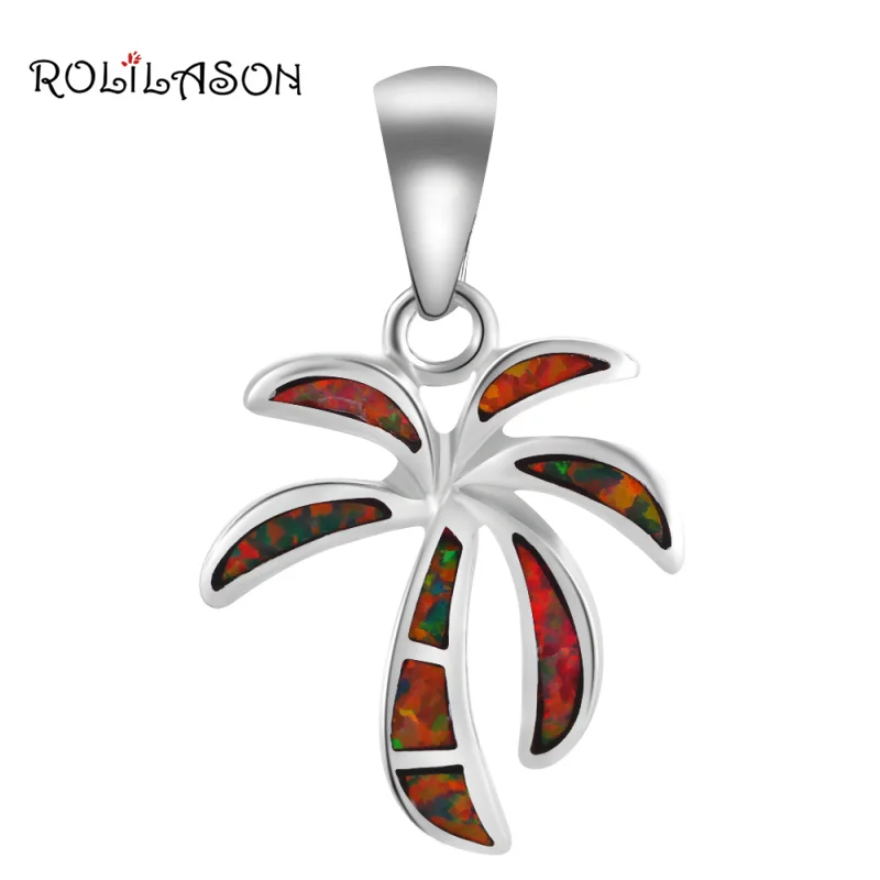 coconut tree style New arrival Orange fire Opal Fashion jewelry Silver Stamped Health free Necklace Pendants OP552 | Украшения и
