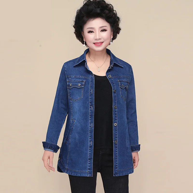Куртка женская джинсовая средней и длины модная повседневная одежда из денима