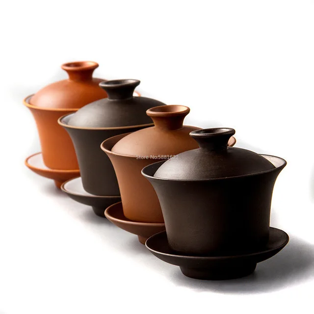 Китайский керамический чайник элегантные чайные чашки Gaiwan чашка из фиолетовой