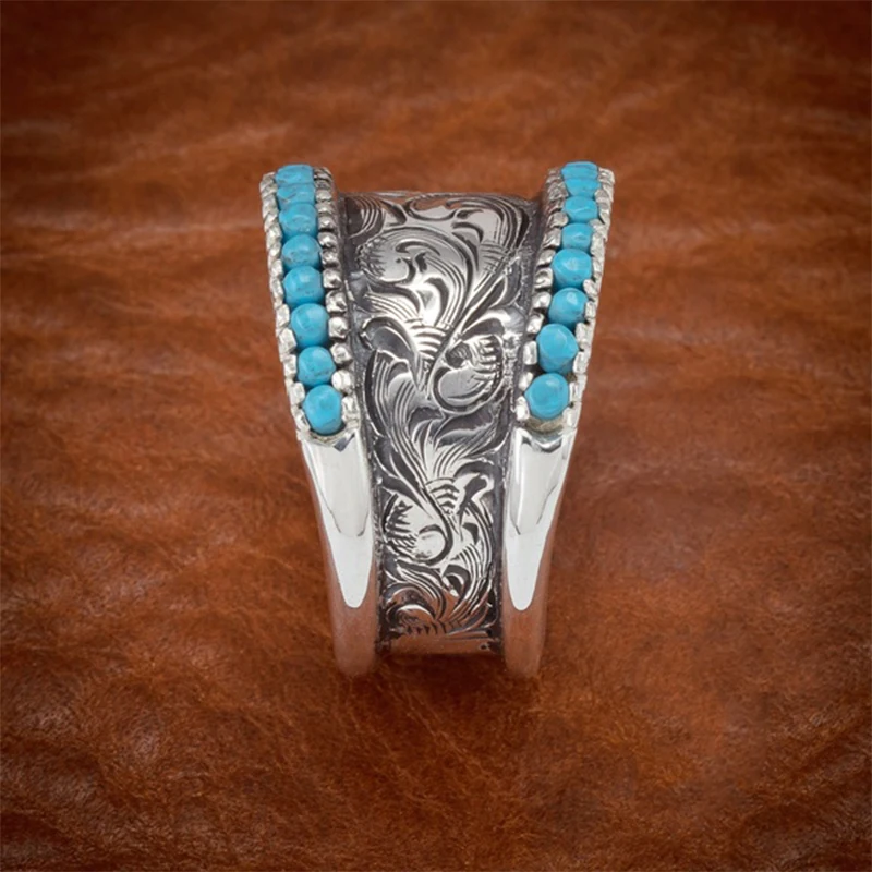 

Vintage S925 Silver Plated Ring Beaded Relief Rings For Women Wedding Party Engagement Retro Jewelry Lovers Birthday Gift B4T743