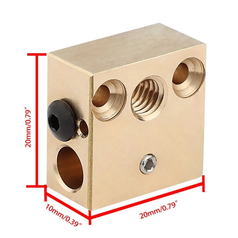 

H7JA Premium Brass Heater Block Specially for CR10/ E3D V6 3D Printer Extruder Heatblock Kit 0.79x0.39in