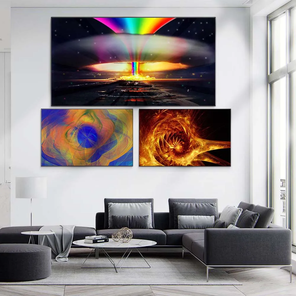 

Abstract oil painting explosion color mushroom cloud art canvas painting living room corridor office home decoration mural