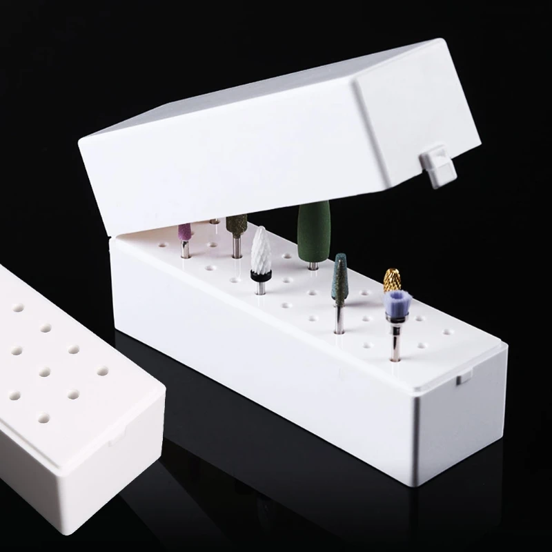 

K0AE 30 Holes Nail Drill Bit Holder Stand Displayer Organizer Nail Art Manicure Box