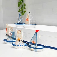 50 dropshipping miniature fishing boat creative eye catching wooden mediterranean sailboat model table decoration for home