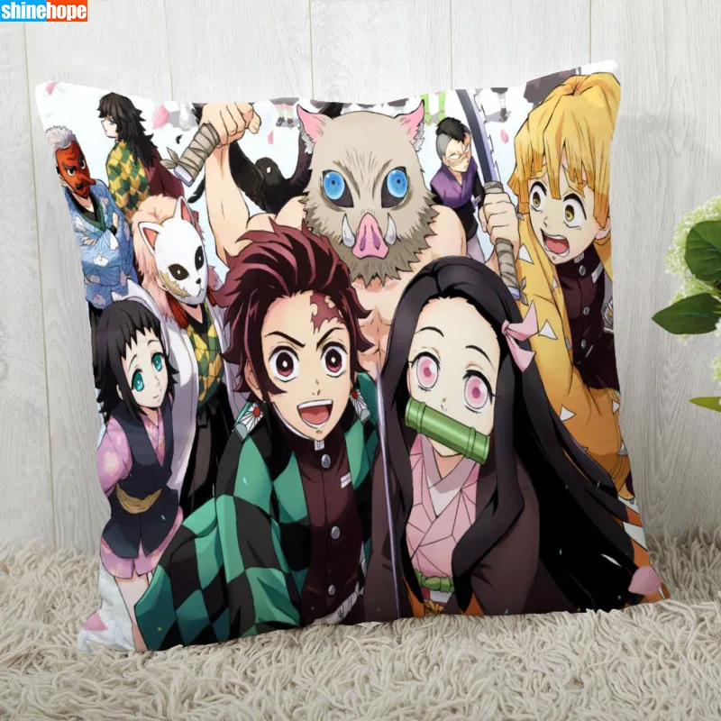 

Pillowcase Demon Slayer Kimetsu no Yaiba Printed Pillow Cover Anime Grils Decorative Pillowcase Customize Gift 45x45cm A2020.728