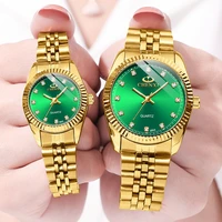 chenxi lover watches luxury gold watch with green dial fashion business men watch waterproof paired watches women 2021 relogio