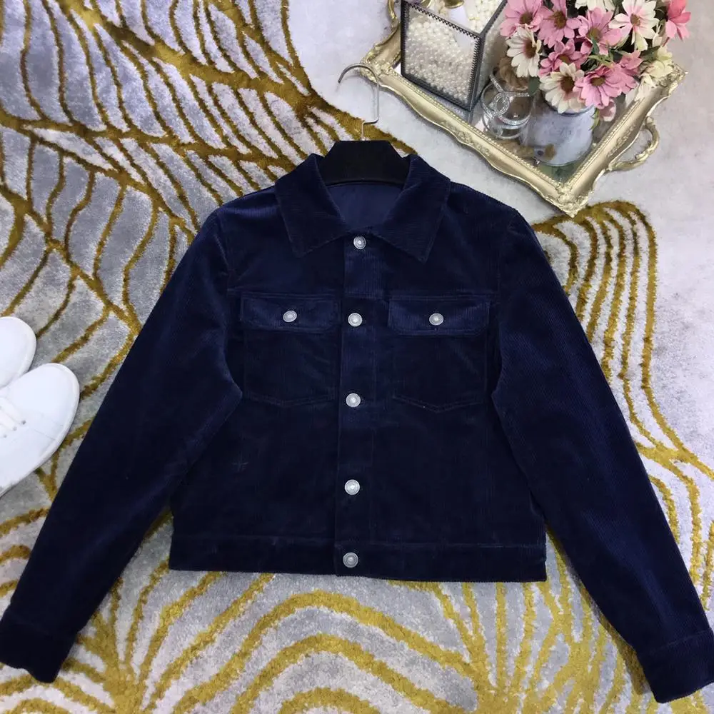 9 21 осень зима новый 2020 модный темпераментный вельветовый длинный рукав отворот