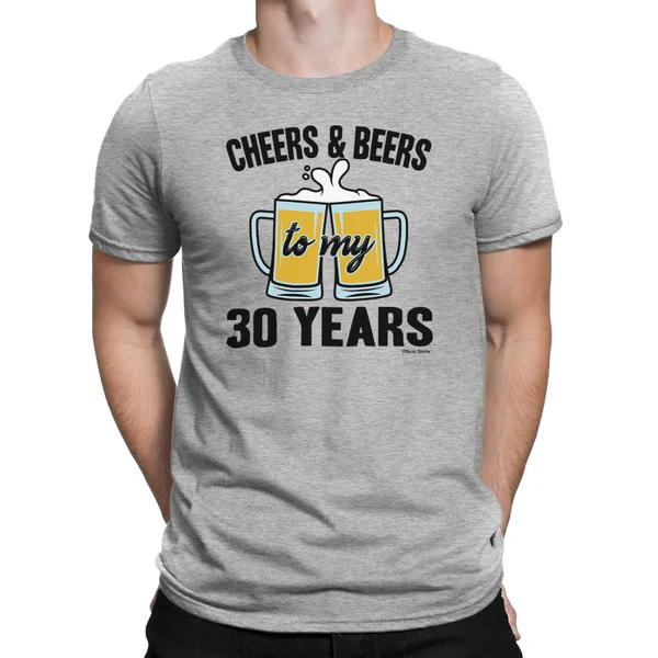 

Mens 30th Birthday ORGANIC T-Shirt CHEERS and BEERS to 30 Years Old Funny Gift