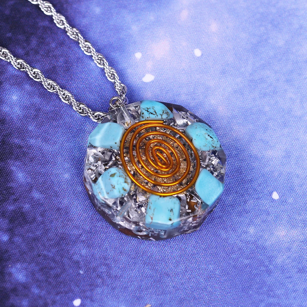 Ожерелье с подвеской Orgonite бирюзовый кулон Energy Crystal Reiki ювелирные изделия для