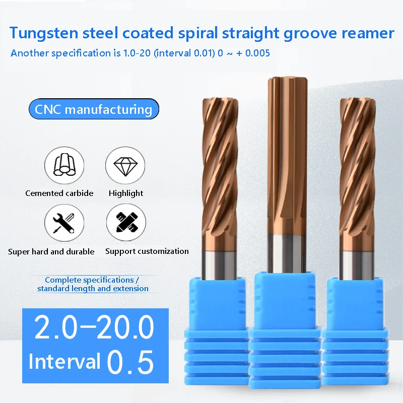 

Твердосплавный станок, расширитель с покрытием, прямая канавка, 1 ~ 20 мм, 4 канавки, 6 канавков, патрон с допуском H7, резак для металла из закале...