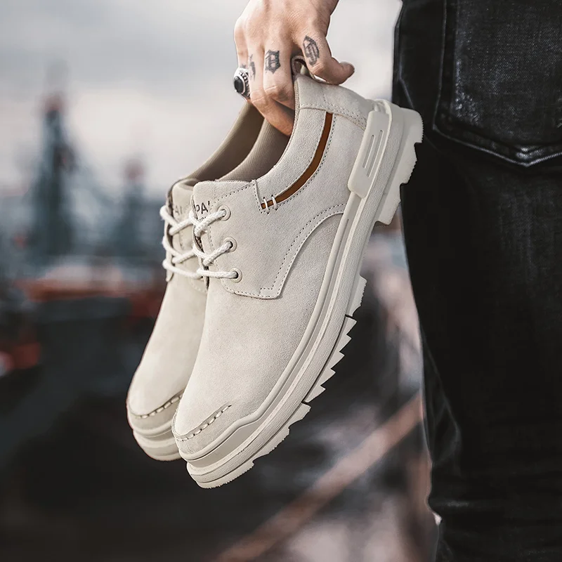 

High Quality Men Shoes Fashion Breathable Lace-up Sneakers Mens Cow Suede Shoes Man Zapatos Hombre Hot Sale Men's Casual Shoes