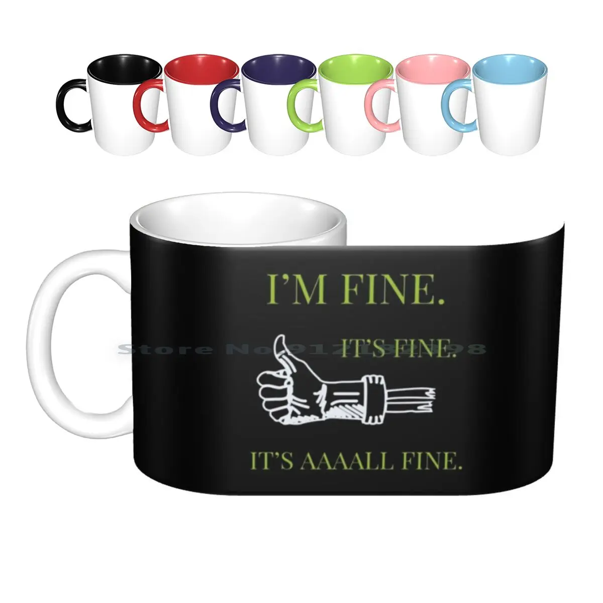 

It's Fine. Ceramic Mugs Coffee Cups Milk Tea Mug Funny Gaming Zombie Death Twitch Skeleton Sarcasm Horror Creative Trending
