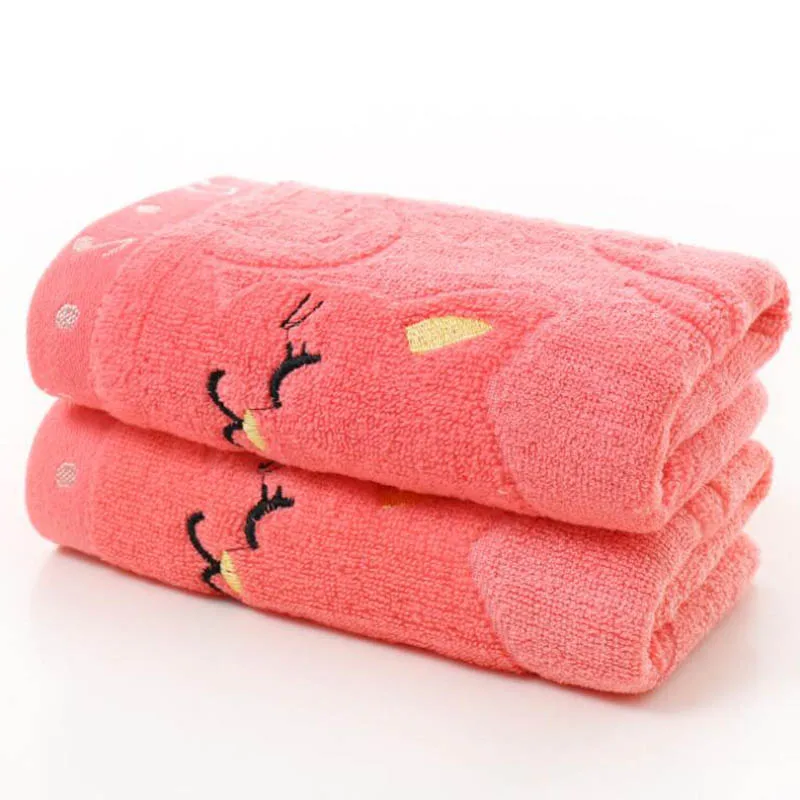 

Soft Cotton Cute Cartoon Cat-Printed Baby Face Towel Embroidery Newborn Towels