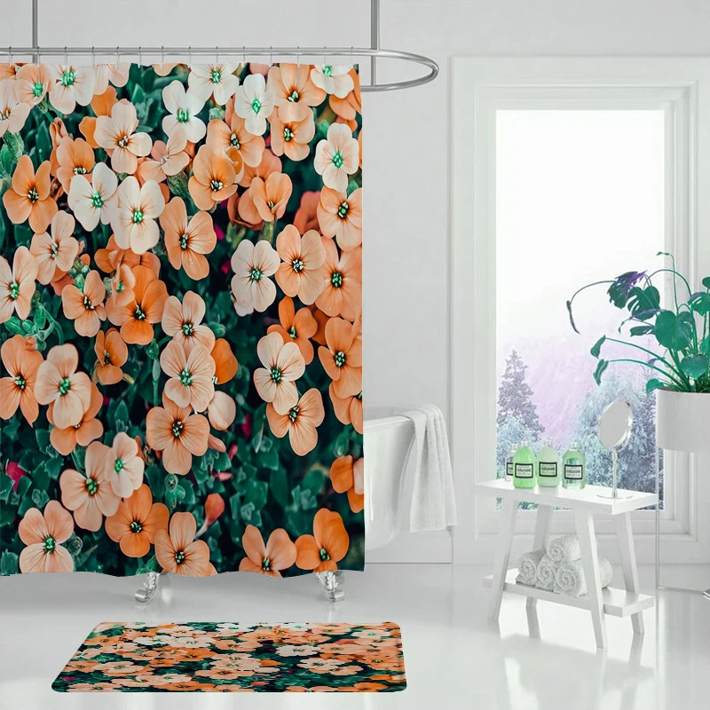 Водонепроницаемая занавеска для ванной из полиэстера с принтом лепестков | Дом и