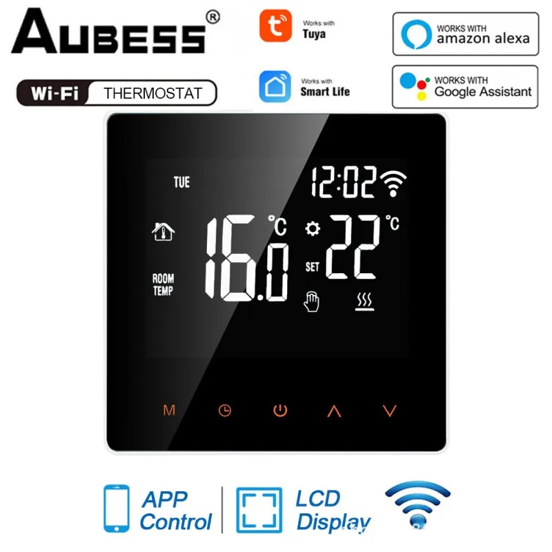 

Умный термостат Aubess с Wi-Fi для контроля температуры воды/электрического подогрева пола/газового котла, работает с Alexa Google Home