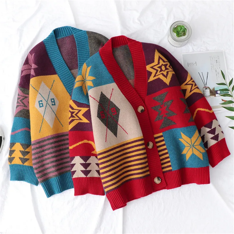 

Artguy European Fashion Women Long Sleeve Sweater Cardigans Vinatge Casual Knit Jumpers Long Knit Vneck Coat Fashion Women Sweaters