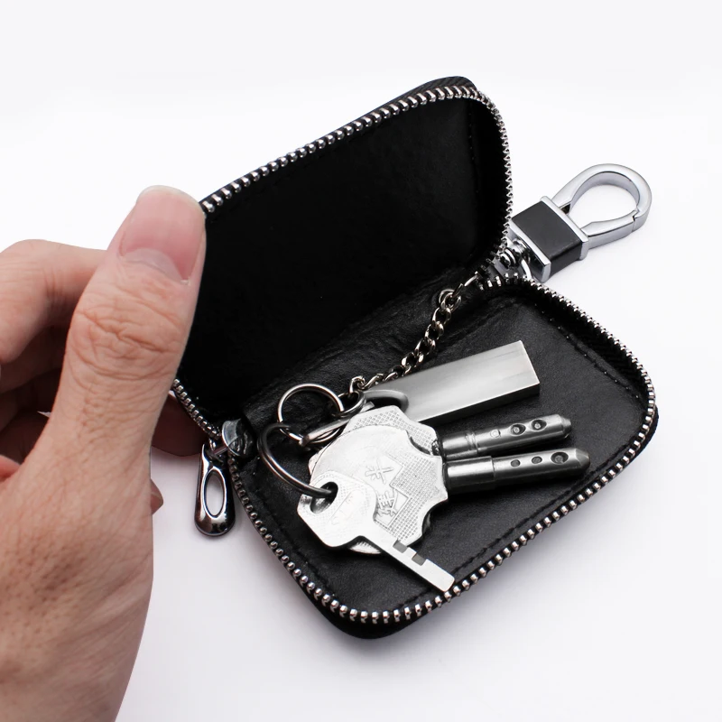 Genuine Leather Key Wallet Car Key Case Compatible with Fiat Panda Bravo Punto Linea Croma 500 595 Accessories - Multi-Function Key Holder image 4
