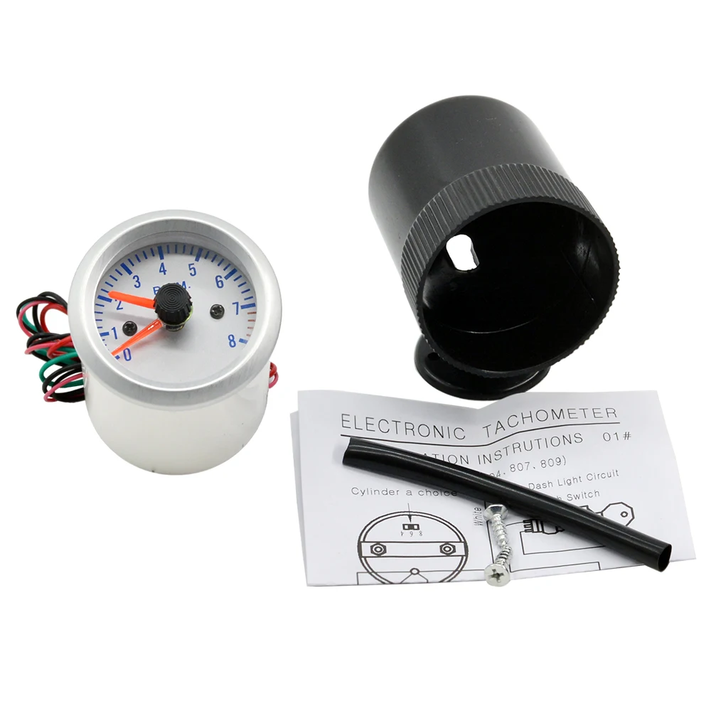 2 &quot52 мм автомобиля Rev Тахометр со счетчиком указатель калибра 0-8000 об/мин Метр
