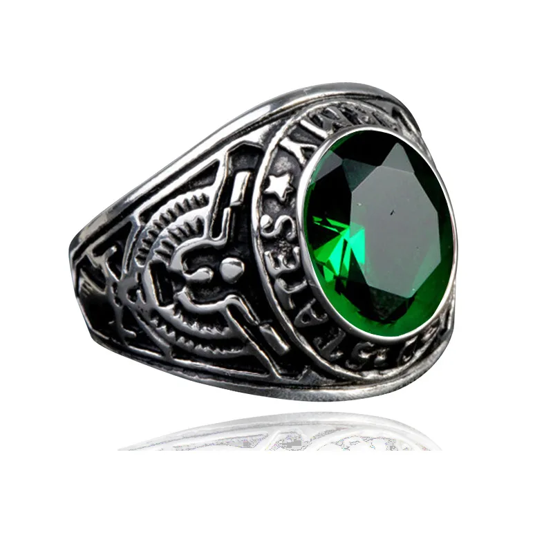 Мужское кольцо из нержавеющей стали с черным камнем для мотоциквечерние