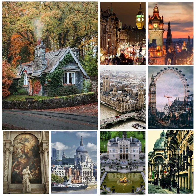 

New Arrival Diamond Painting Castle London, Big Ben Full Drill Cross Stitch Kits Mosaic Rhinestone Picture Embroidery Home Decor