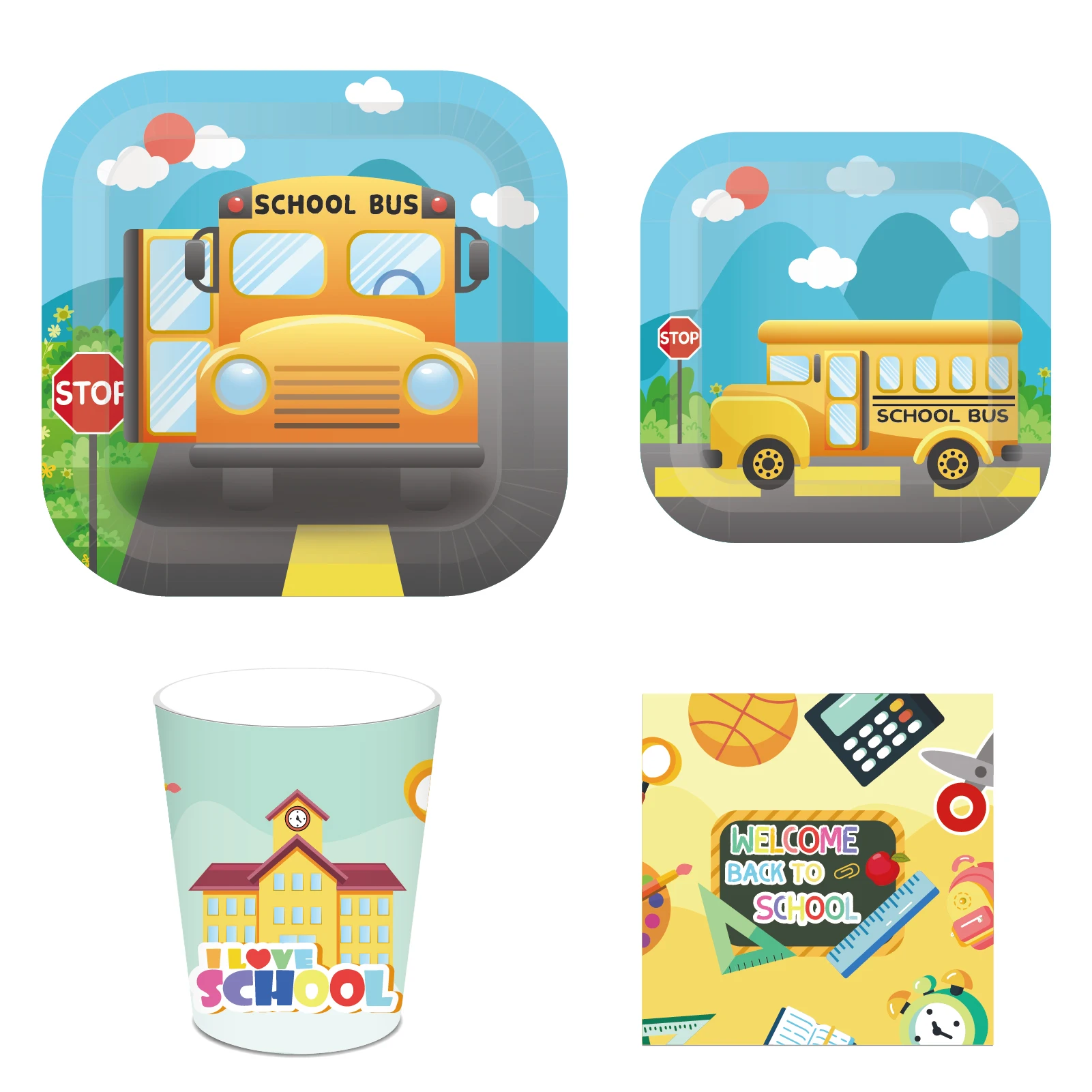 MM093 одноразовая посуда наборы Школьного сезона Welcome Back to School вечерние начальной