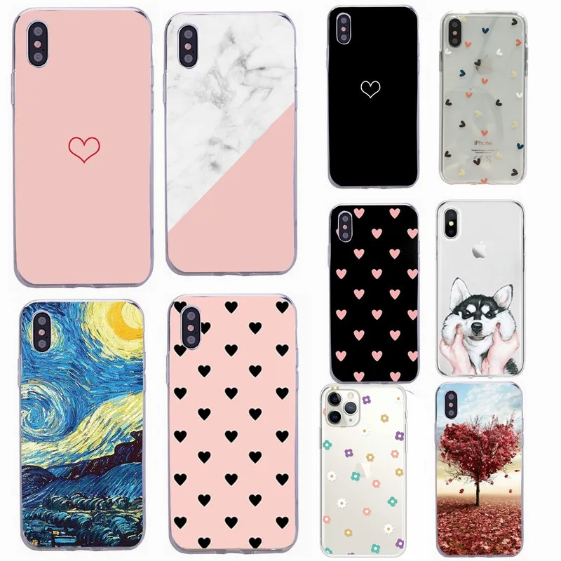 Hot Sale Classic Silicone Clear Cases for iPhone 7 8 Plus 6 6S X XR XS MaX 5 5S SE 2020 Soft TPU Transparent Love Couple Cover