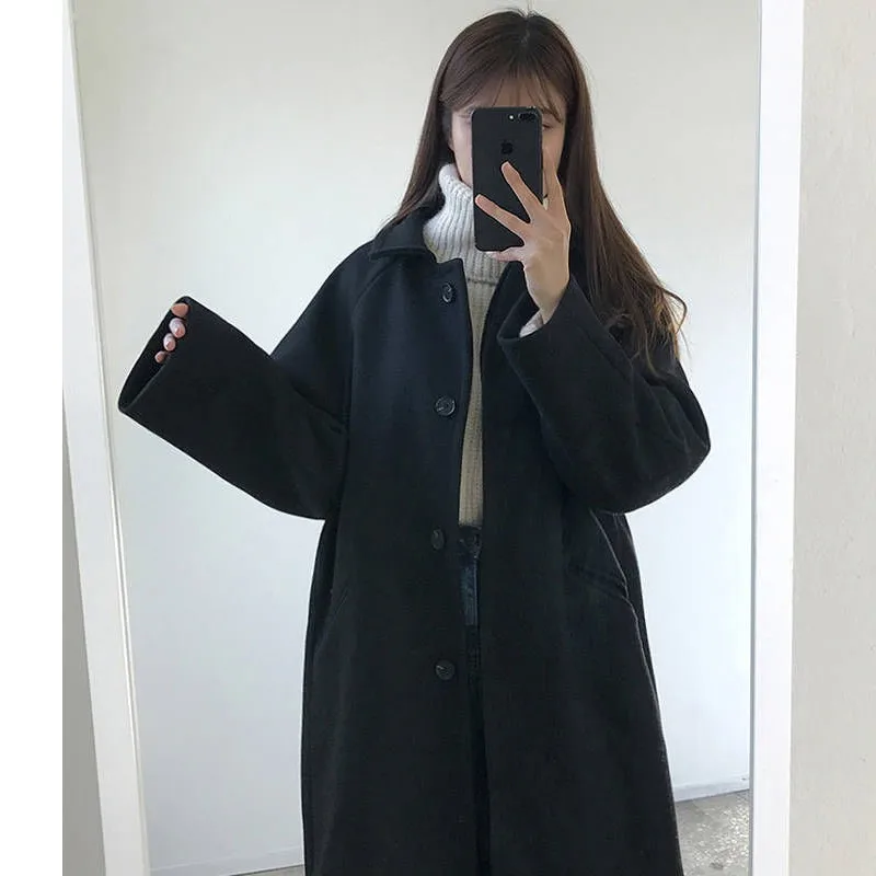 Женское шерстяное пальто теплая Повседневная Элегантная куртка с длинным