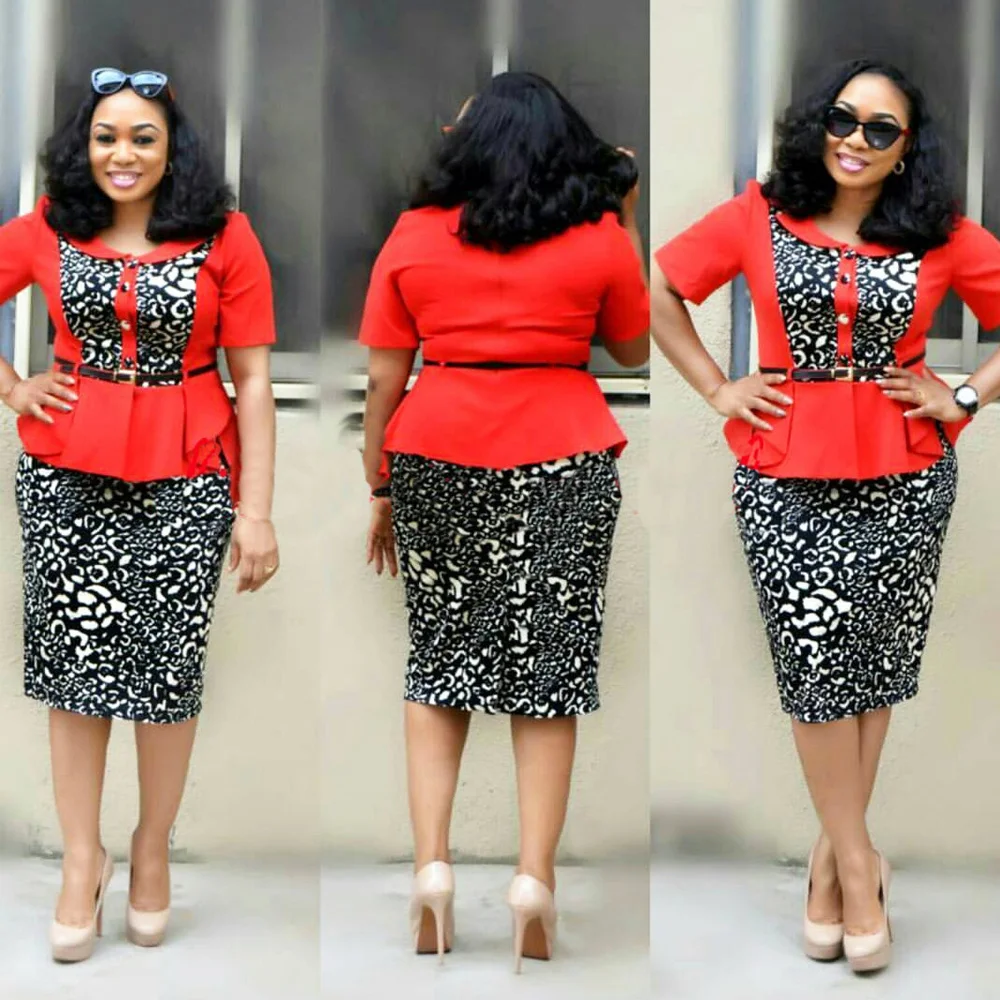 Африканский принт блейзеры юбка и топ 2 шт Набор размера плюс женский костюм