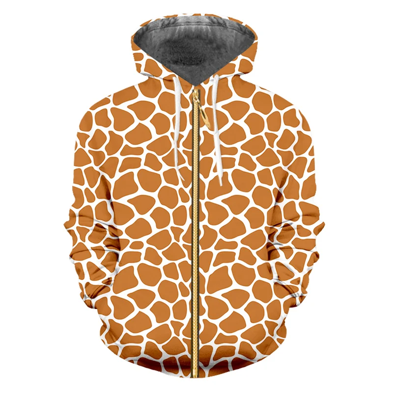 

IFPD EU Size 3D Print Giraffe Stripes Zipper Hoodies Men's New Animal Hip Hop Plus Size Clothes Men Autumn Long Sleeve Pullover