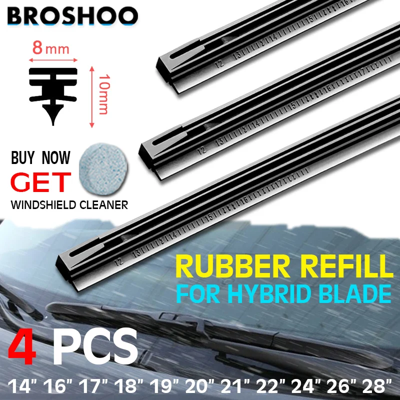 

4PCS for Hybrid Car Wiper Blade Vehicle Insert Rubber Strip (Refill) 8mm Soft 14"16"17"18"19"20"21"22"24"26"28" Car Accessories
