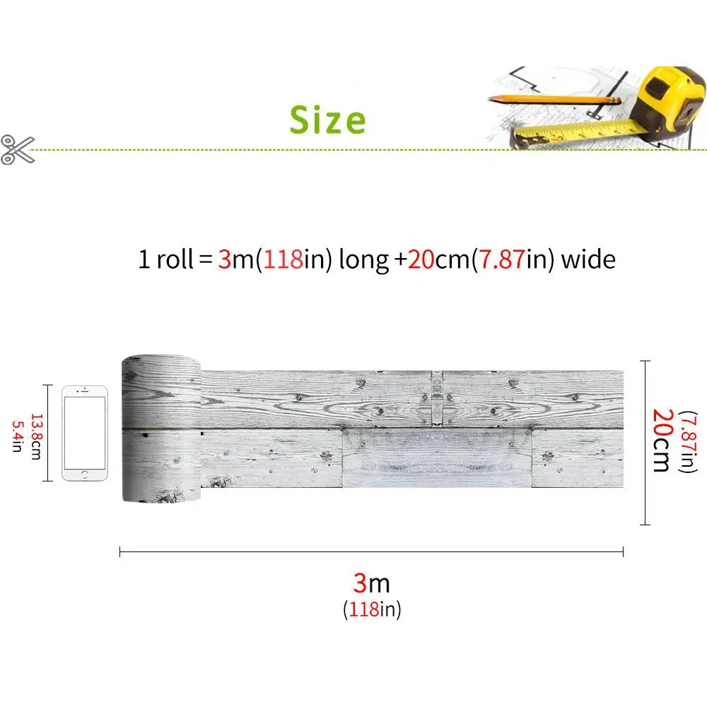 

0.45*6m/Roll Vintage Wood 3D self adhesive Wallpaper for walls Rolls Mural Contact paper Living Room Kitchen Bathroom Home Decor